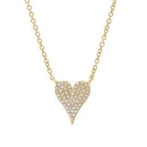 0.11ct 14k Yellow Gold Diamond Pave Heart Necklace