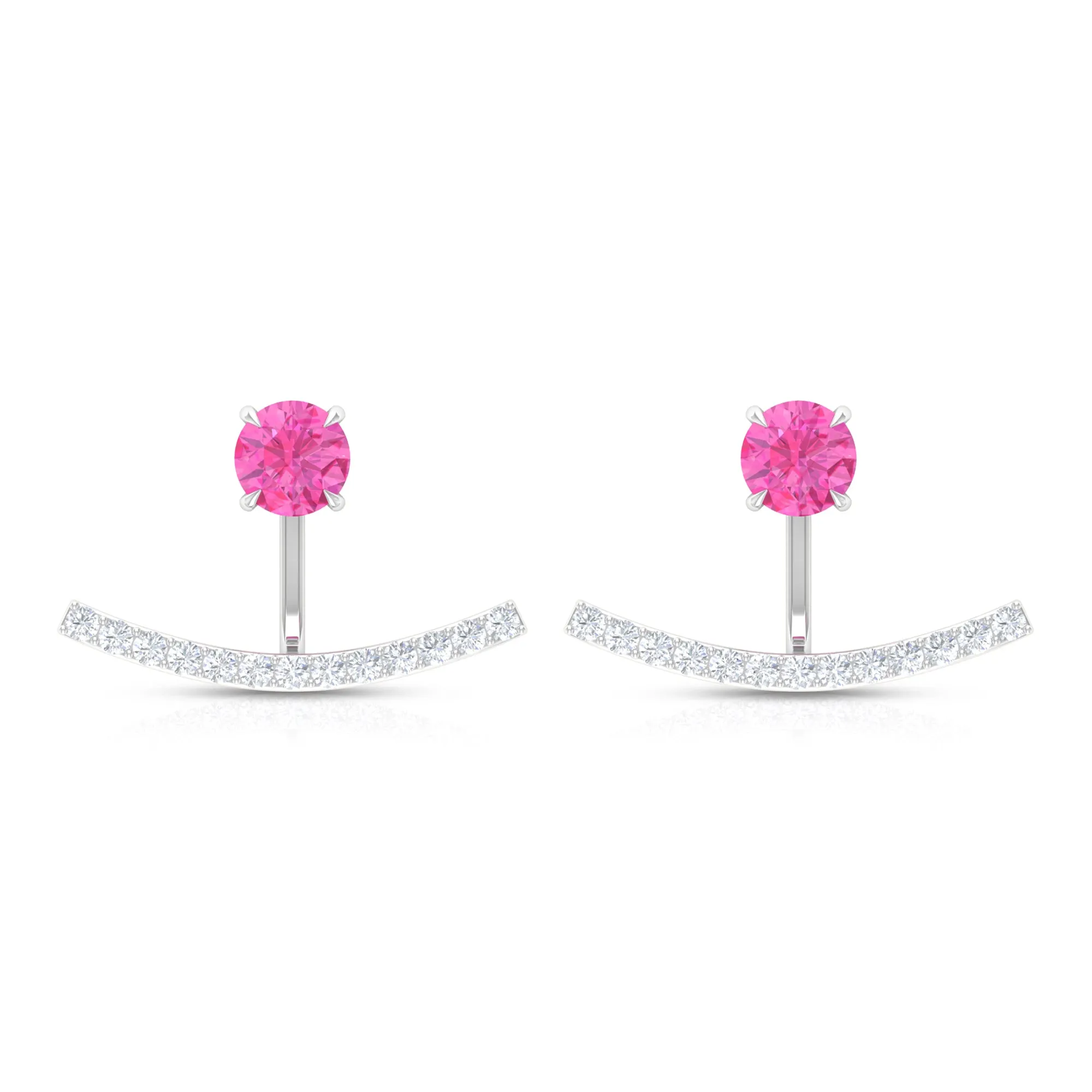 1 CT Pink Sapphire and Diamond Classic Jacket Earrings