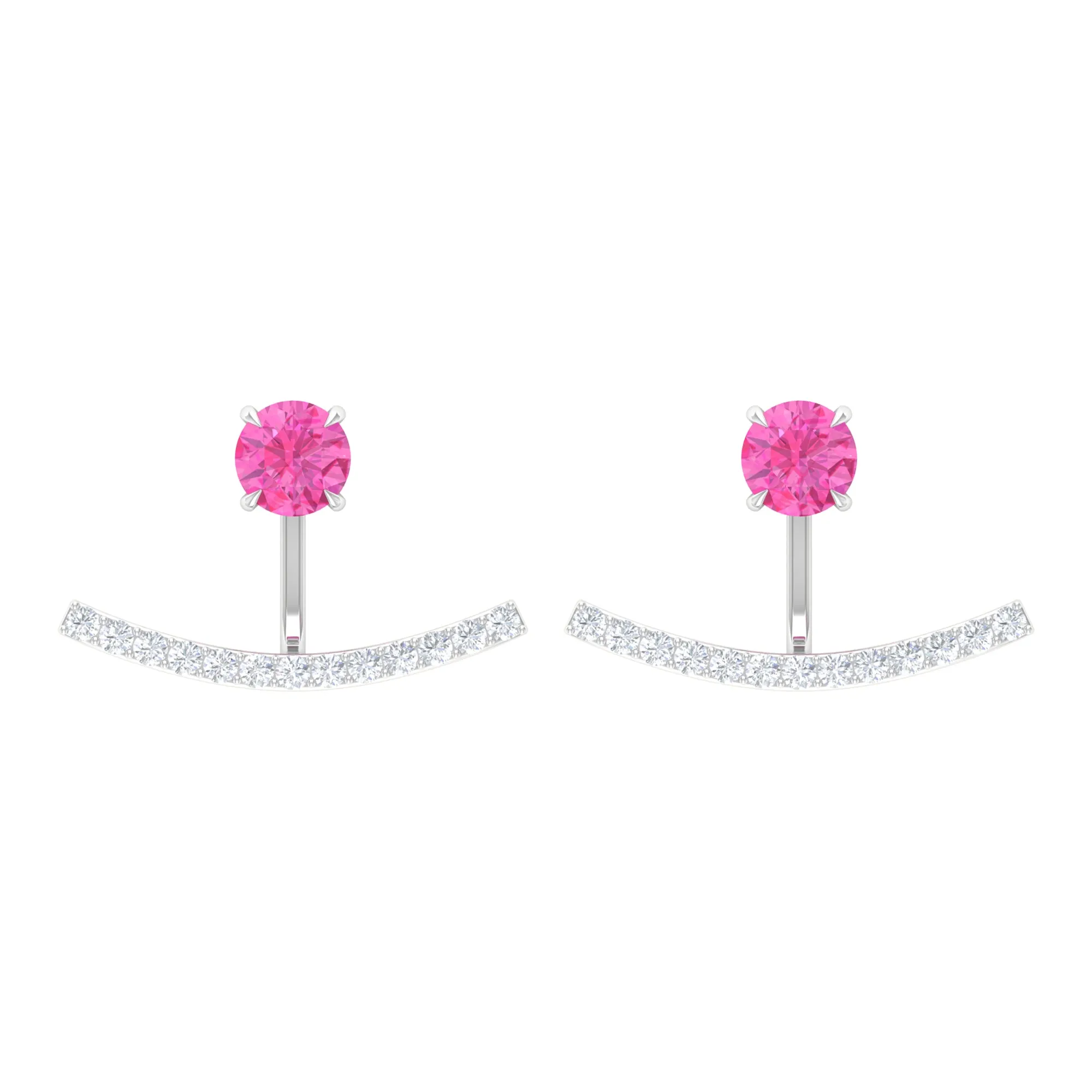 1 CT Pink Sapphire and Diamond Classic Jacket Earrings