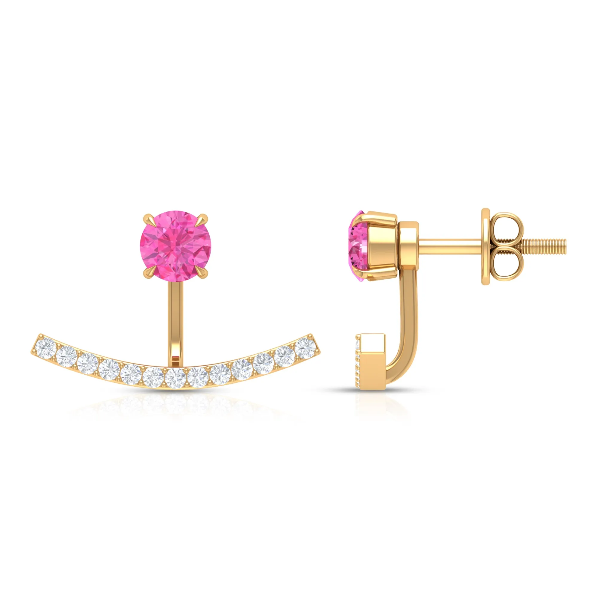 1 CT Pink Sapphire and Diamond Classic Jacket Earrings