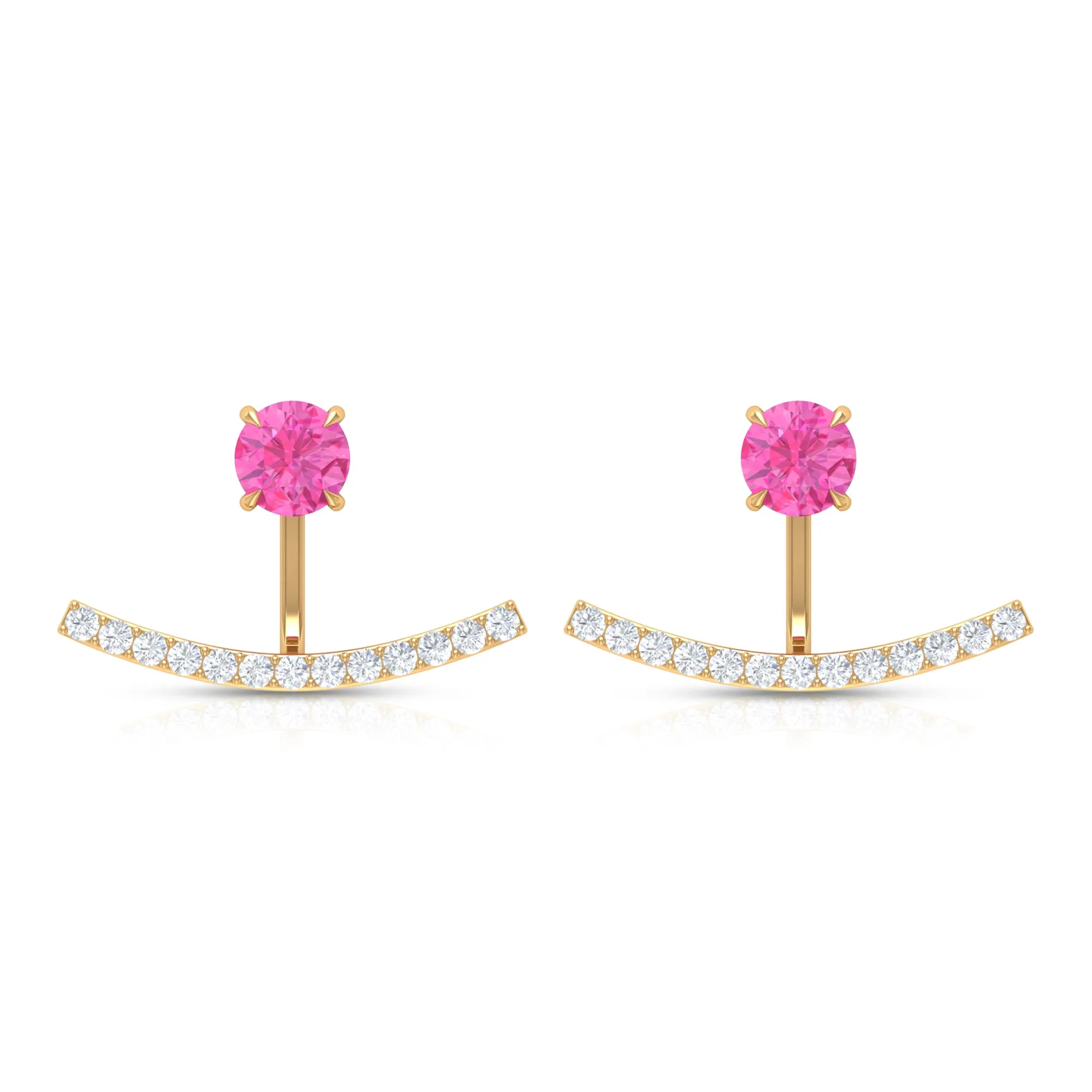 1 CT Pink Sapphire and Diamond Classic Jacket Earrings