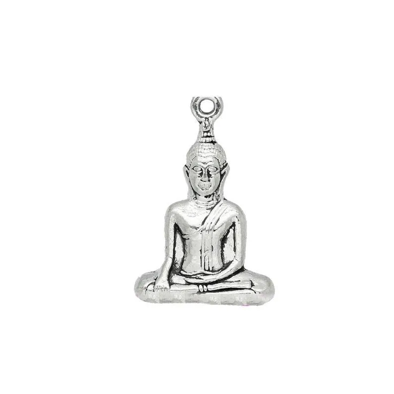 1 Pcs Tibetan Silver Buddha Large Heavy 3D 35mm x 23mm Pendant BCharms Pendants