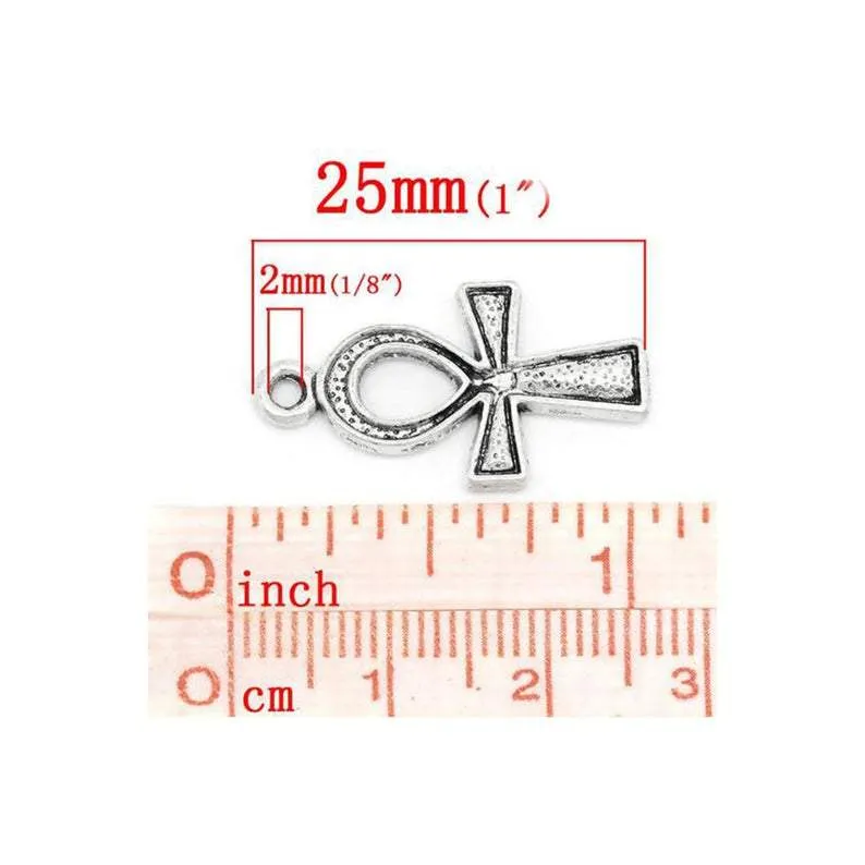 10 Pcs Tibetan Silver ANKH EGYPT CROSS 25mm x 14mm Charms Pendants, Lead & Nickel Free Metal Charms Pendants Beads