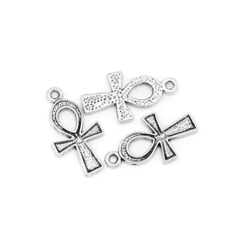 10 Pcs Tibetan Silver ANKH EGYPT CROSS 25mm x 14mm Charms Pendants, Lead & Nickel Free Metal Charms Pendants Beads