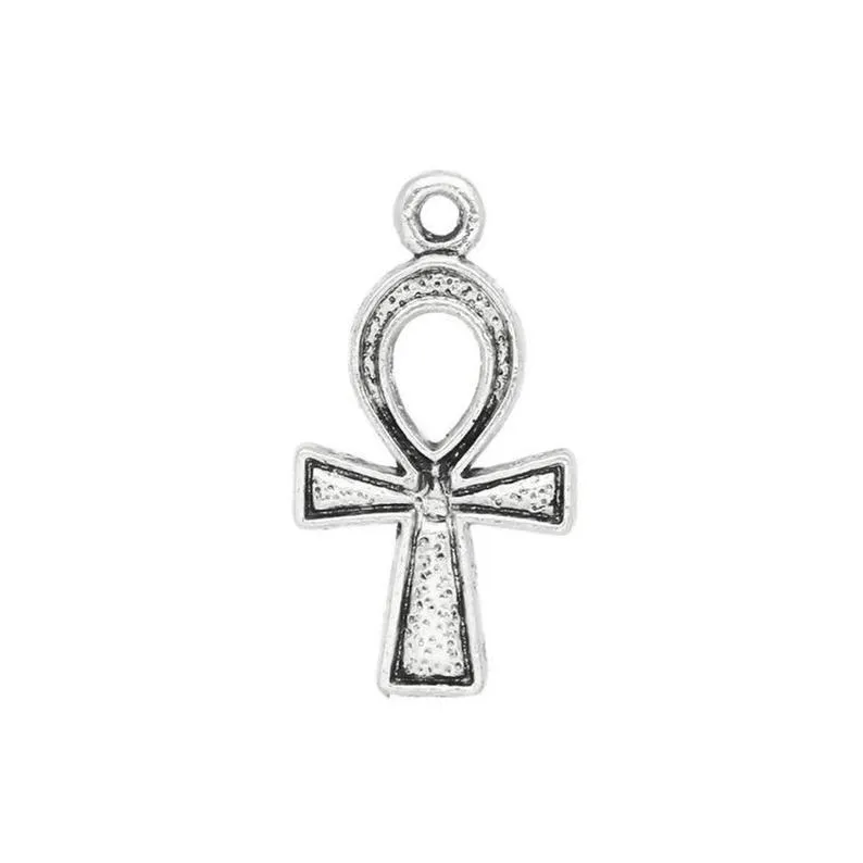 10 Pcs Tibetan Silver ANKH EGYPT CROSS 25mm x 14mm Charms Pendants, Lead & Nickel Free Metal Charms Pendants Beads