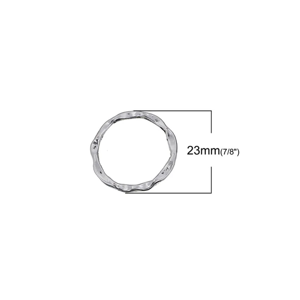 10 Pcs Tibetan Silver HAMMERED LOOP 23mm DIA. Charms Pendants, Lead & Nickel Free Metal Charms Pendants Beads