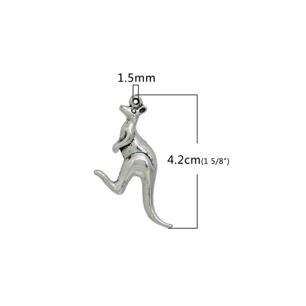 10 Pcs Tibetan Silver KANGAROO 42mm x 31mm Charms Pendants, Lead & Nickel Free Metal Charms Pendants Beads