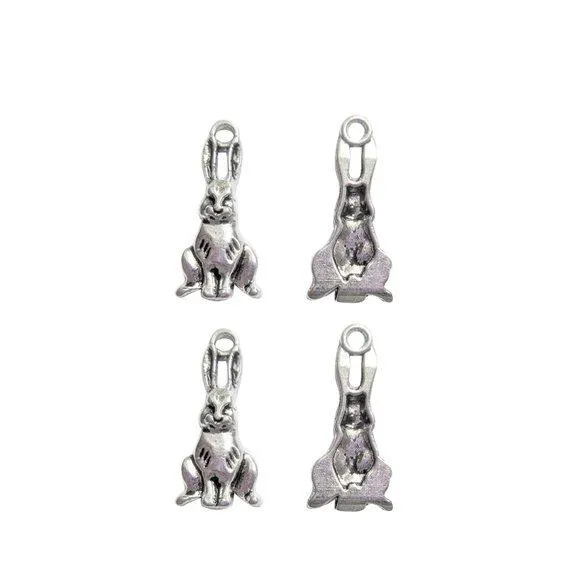 10 Pcs Tibetan Silver Rabbit Farm Pet Animal Bunny 25X10mm Charms Pendants