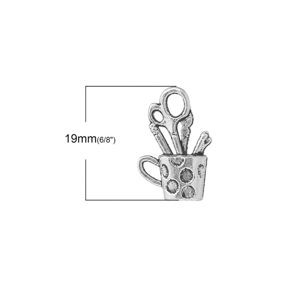 10 Pcs Tibetan Silver STATIONARY IN CUP 19mm X 12mm Charms Pendants, Lead & Nickel Free Metal Charms Pendants Beads