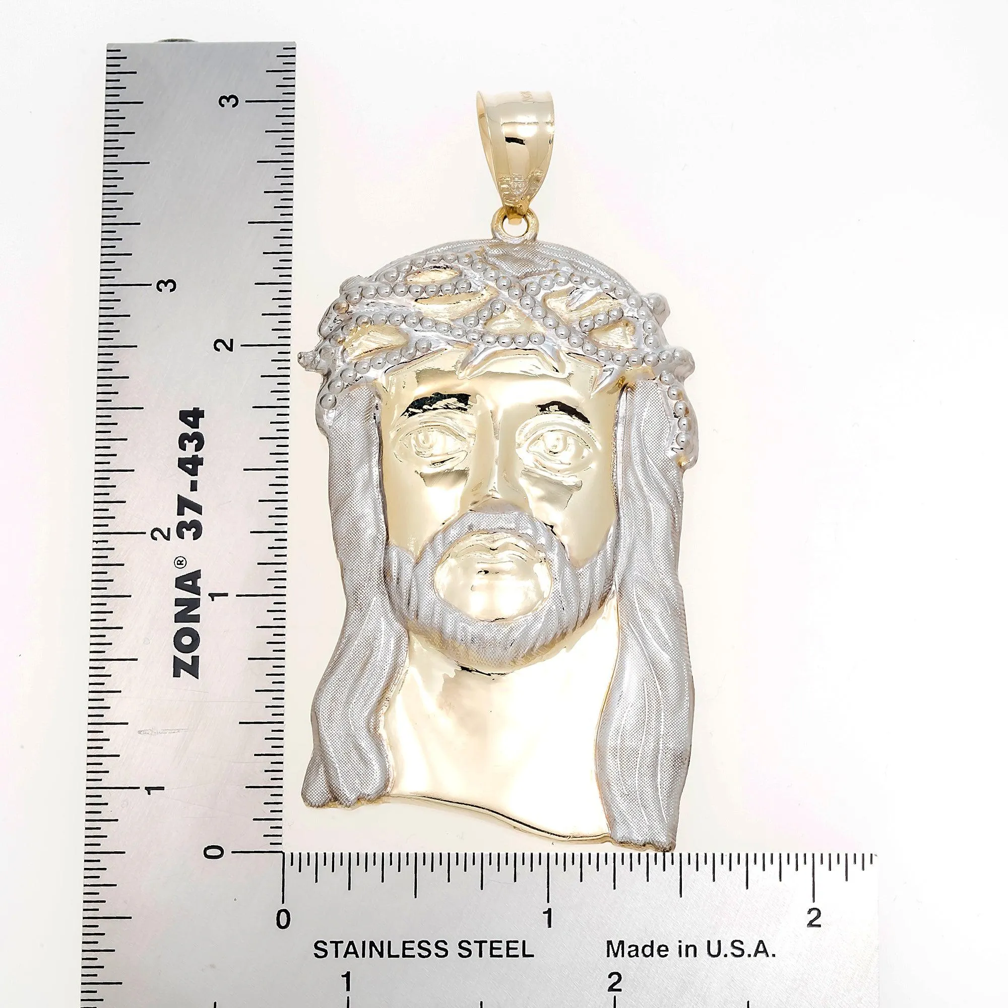 10K GOLD TWO TONE JESUS HEAD PENDANT 12.3G