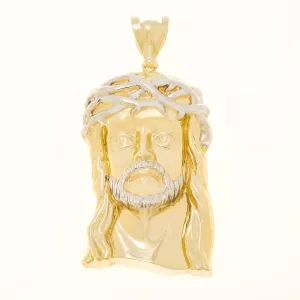 10K GOLD TWO TONE JESUS HEAD PENDANT 24.9G