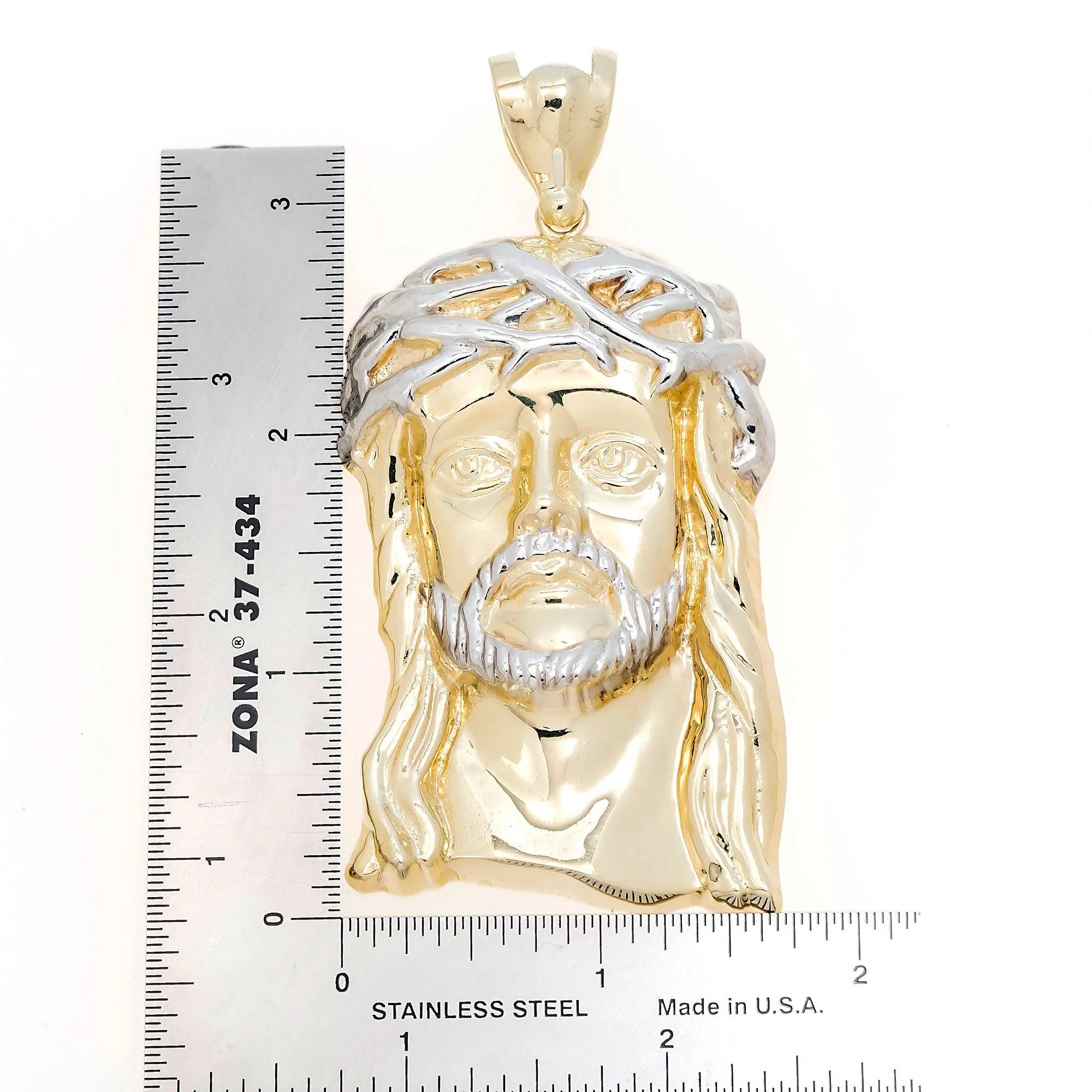 10K GOLD TWO TONE JESUS HEAD PENDANT 24.9G