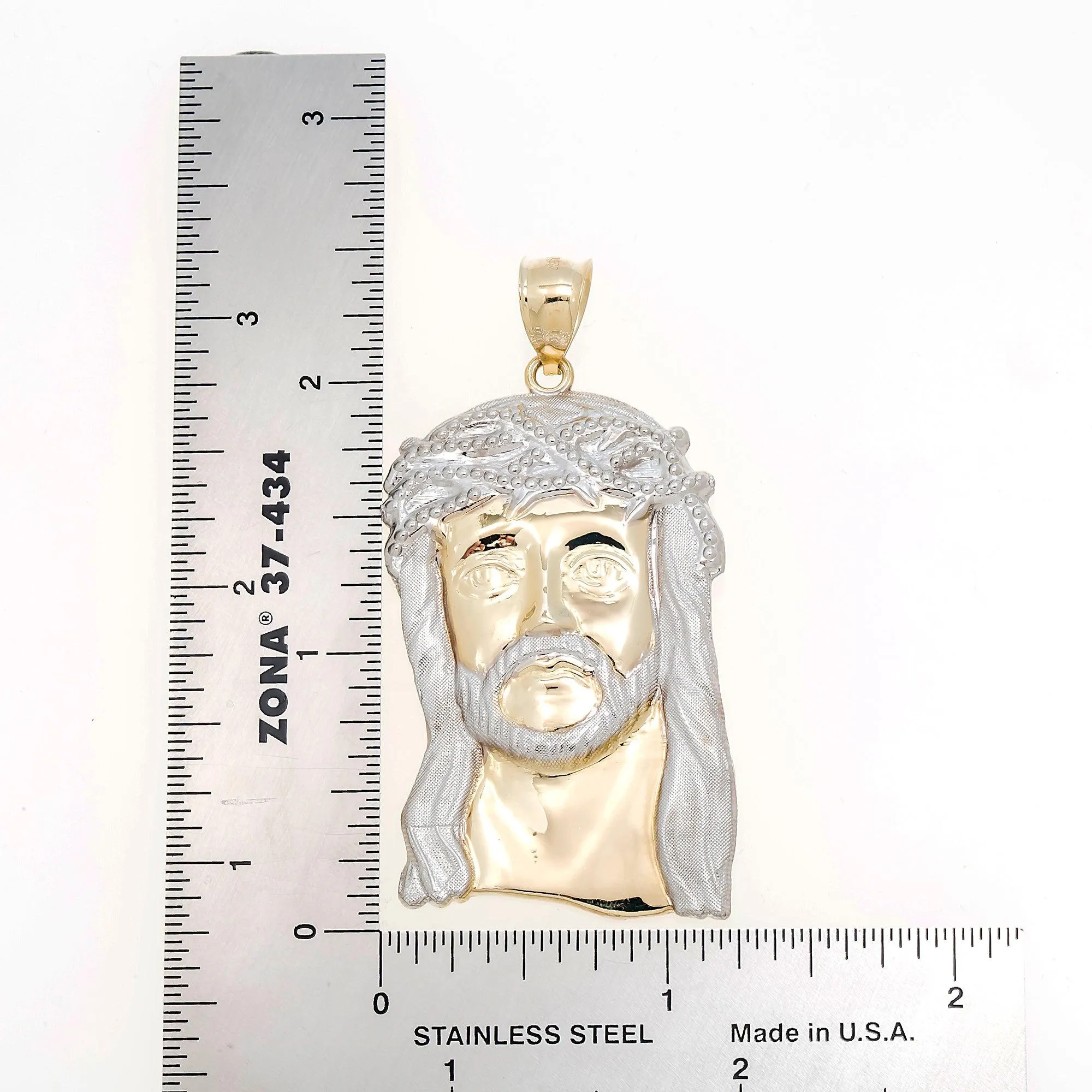 10K GOLD TWO TONE JESUS HEAD PENDANT 7.2G