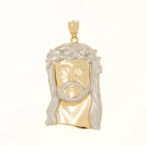 10K GOLD TWO TONE JESUS HEAD PENDANT 7.2G