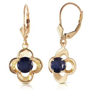 1.1 Carat 14K Solid Yellow Gold Leverback Earrings Natural Sapphire