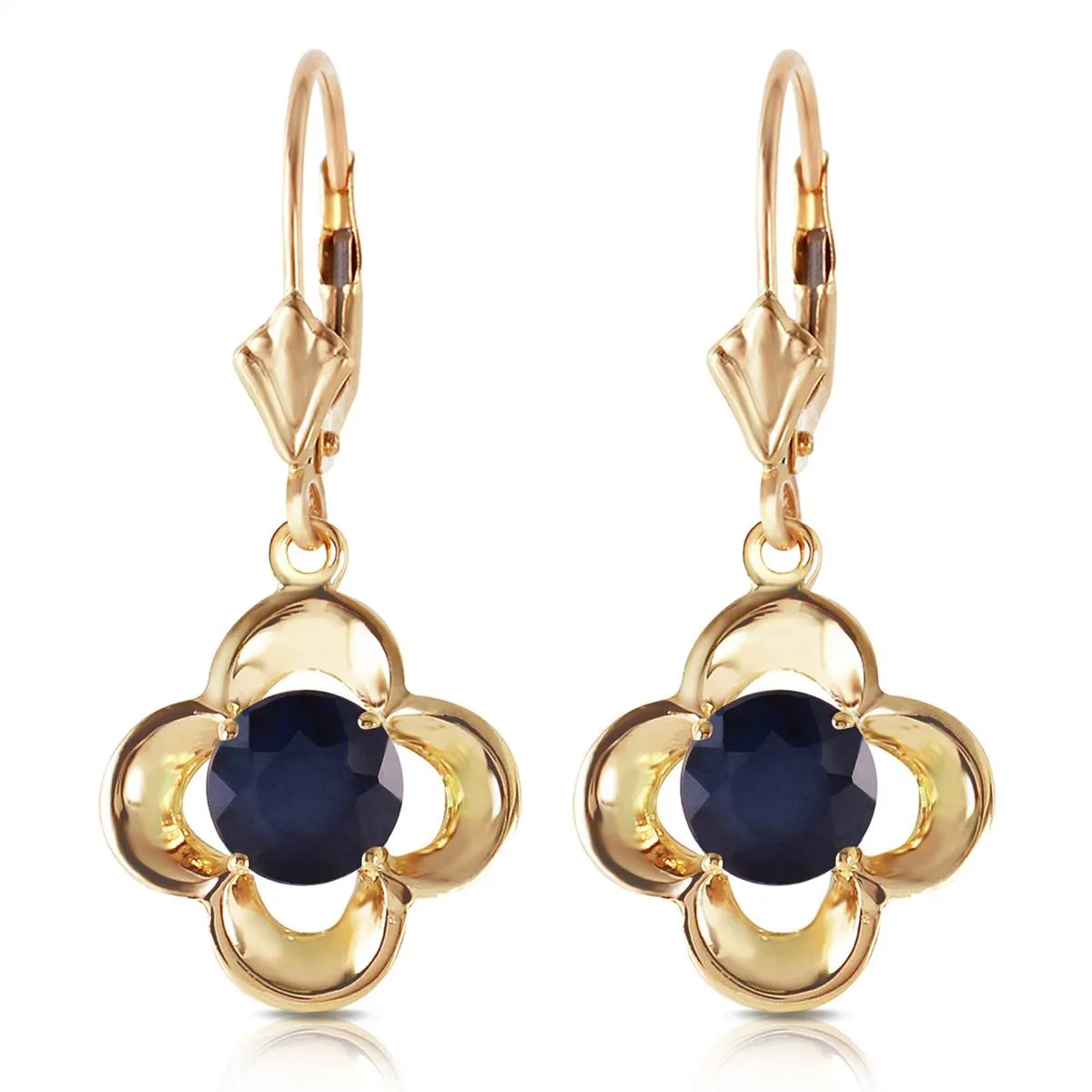 1.1 Carat 14K Solid Yellow Gold Leverback Earrings Natural Sapphire