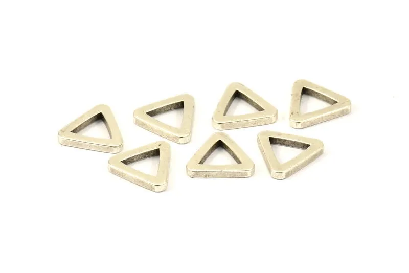 13mm Triangle Charm - 12 Antique Silver Plated Brass Triangle Charms (13x2mm) D0018 H0056