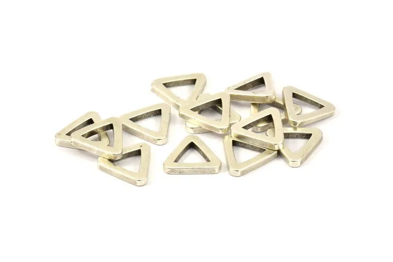 13mm Triangle Charm - 12 Antique Silver Plated Brass Triangle Charms (13x2mm) D0018 H0056