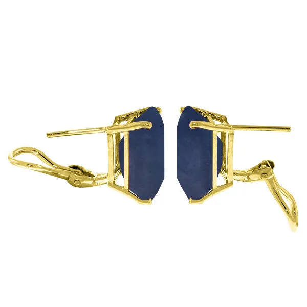 14K Solid Yellow Gold French Clips Earrings w/ Natural Sapphires