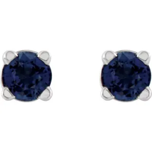 14K White 2.5 mm Lab-Grown Blue Sapphire Stud Earrings