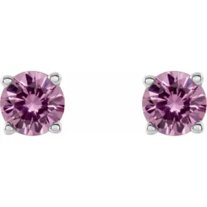 14K White 2.5 mm Natural Pink Sapphire Stud Earrings