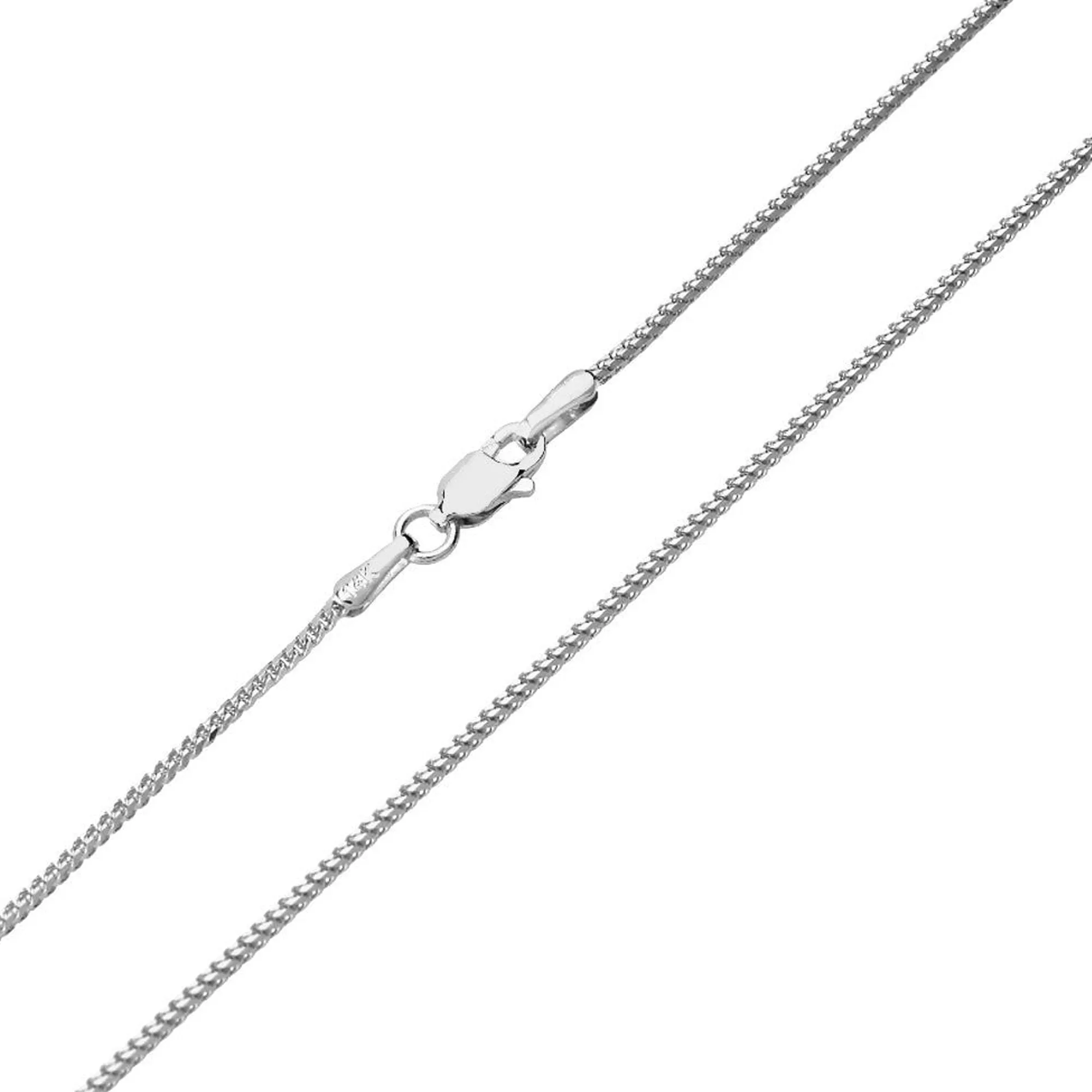 14k White Solid Gold Franco Chain Necklace, 1.2mm