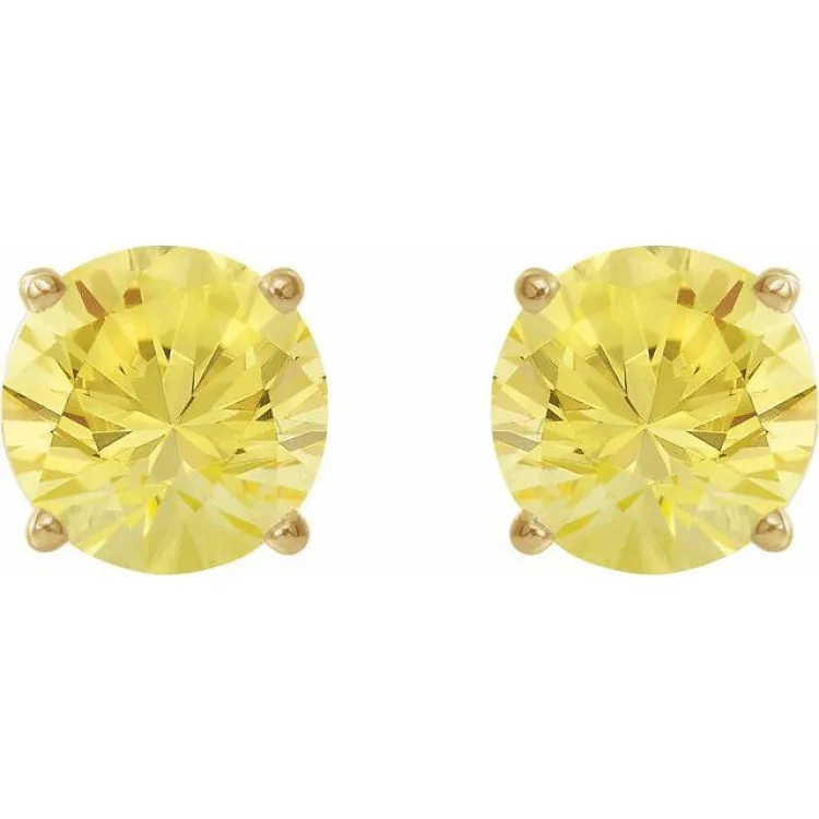 14K Yellow 7 mm Lab-Grown Yellow Sapphire Stud Earrings