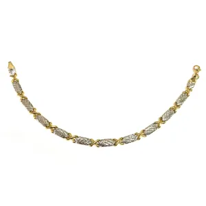 14k Yellow And White Gold Hugs And Kisses Link Bracelet, 7,25"