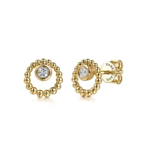 14K Yellow Gold Bujukan and White Sapphire Stud Earrings - EG15162Y4JWS