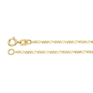 14K Yellow Gold Diamond-Cut Figaro Chain