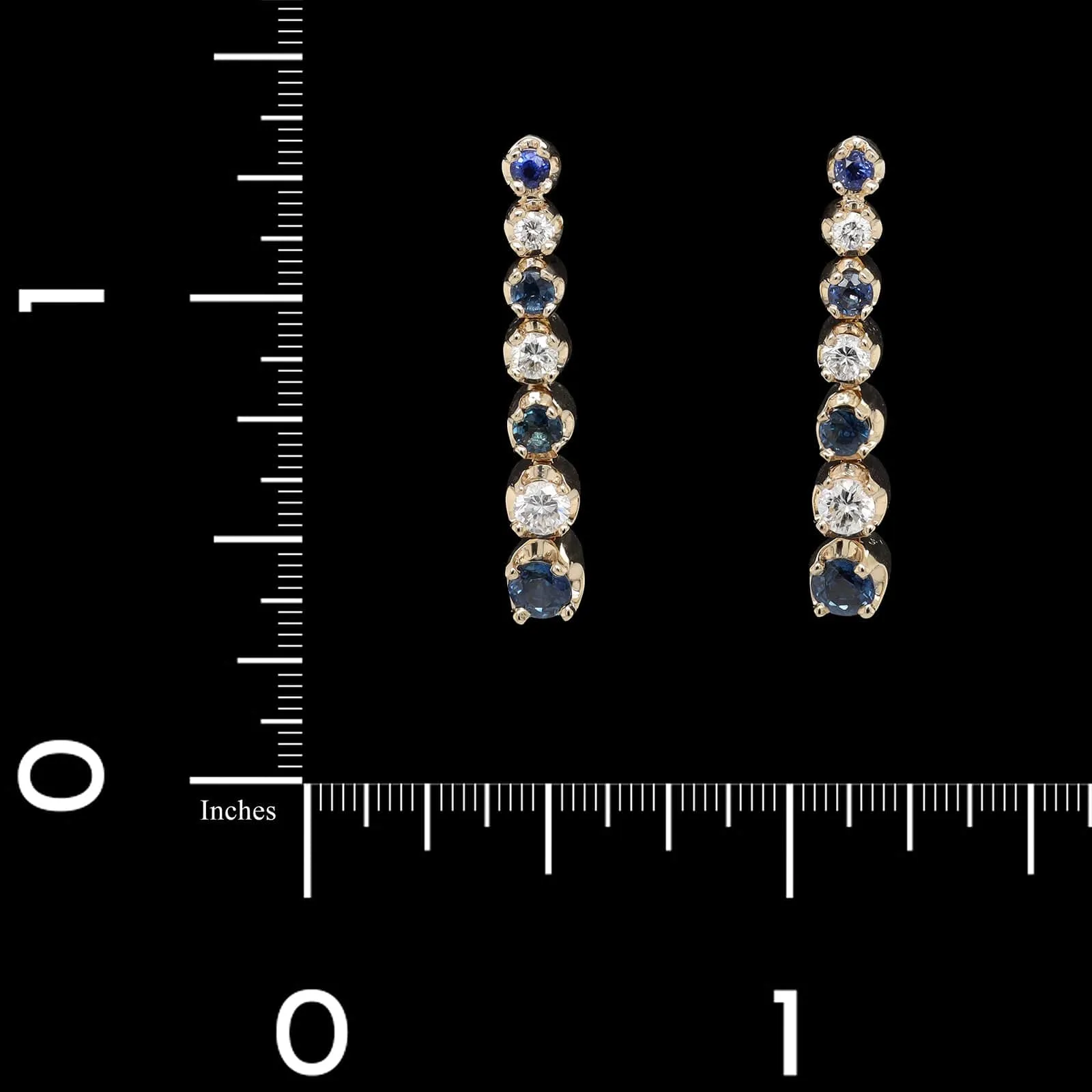 14K Yellow Gold Estate Sapphire and Diamond Drop Earrings