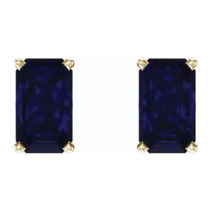 14K Yellow Lab-Grown Blue Sapphire Earrings