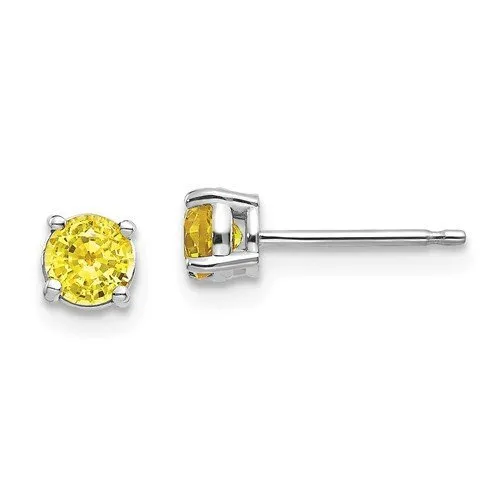 14KT GOLD 0.70 CTW ROUND YELLOW SAPPHIRE STUD EARRINGS