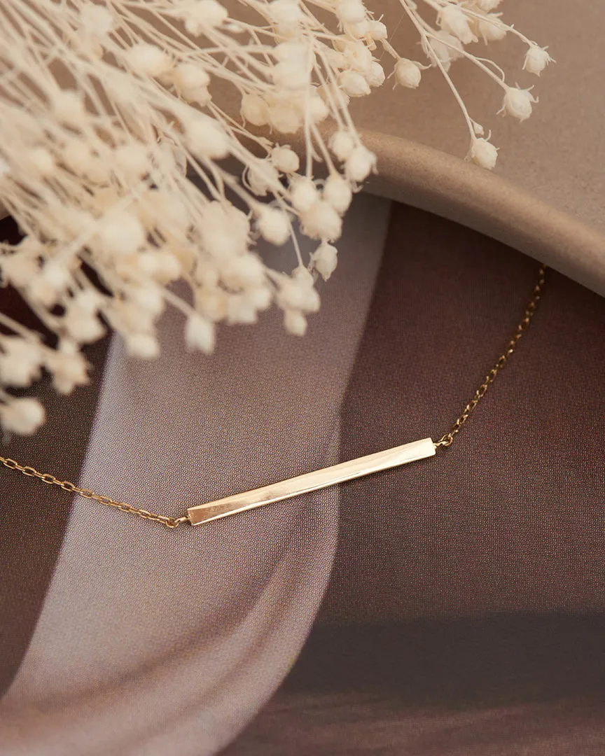 14kt Gold Solid Bar Necklace