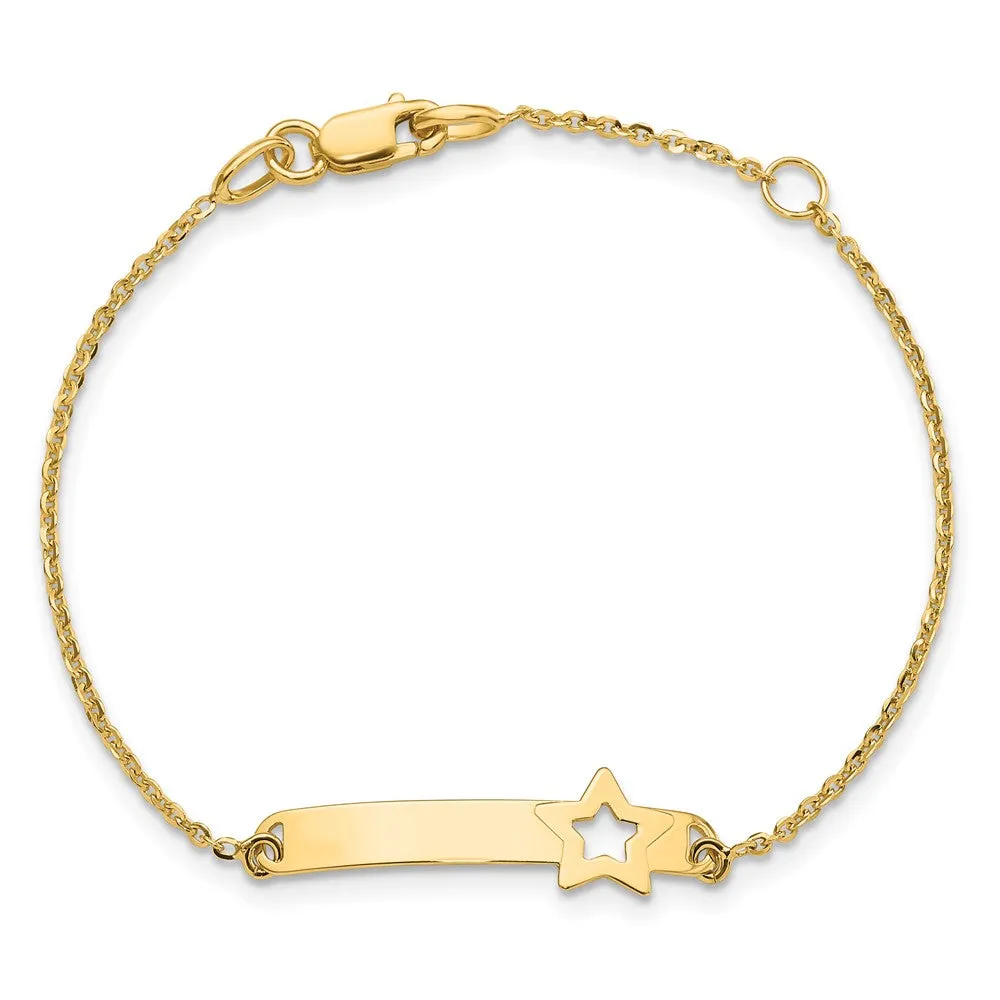 14KT Yellow Gold 5.5-inch Star ID Bracelet w/1-inch Extender