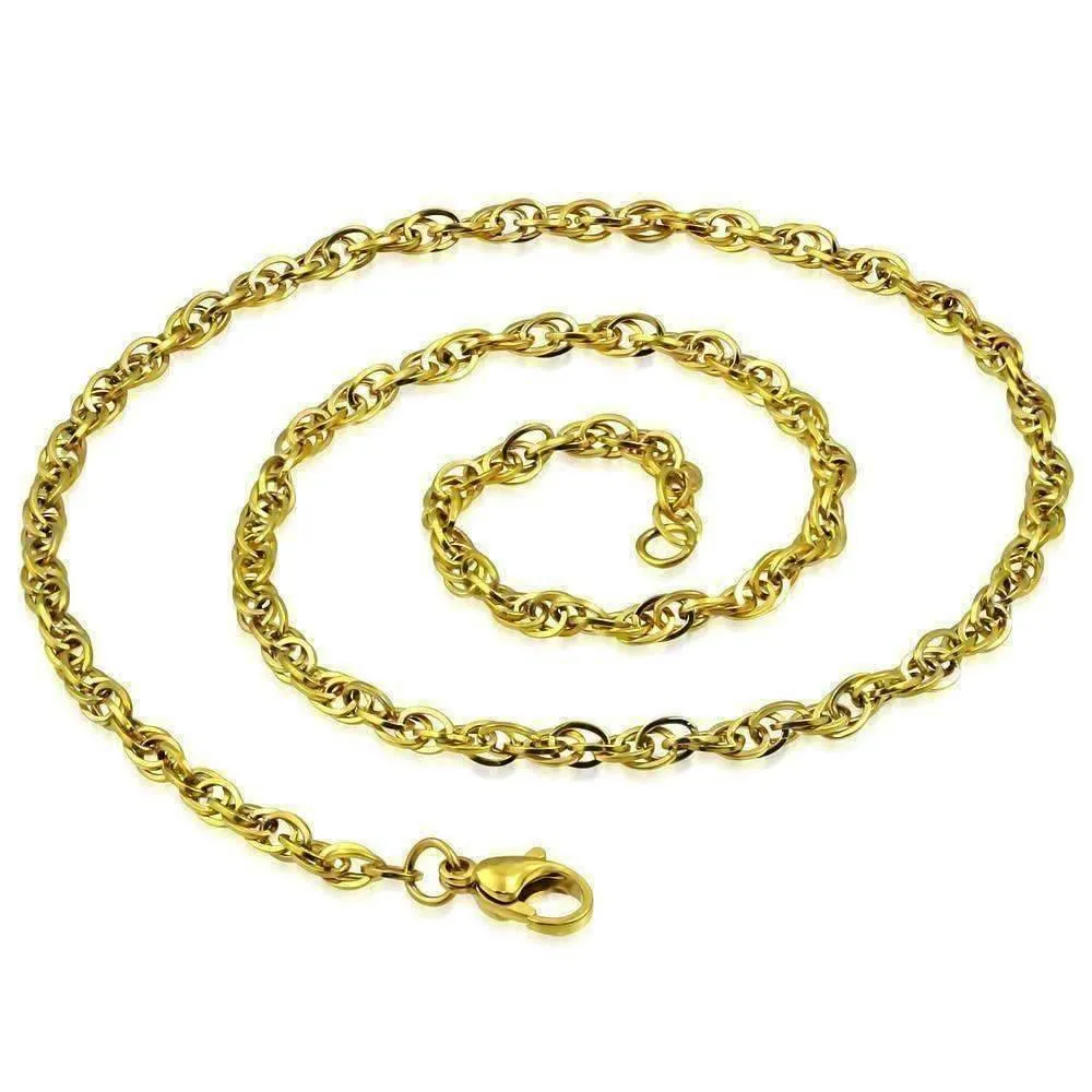 18 inch Link Style 18k Gold Plated Stainless Steel Necklace Chain