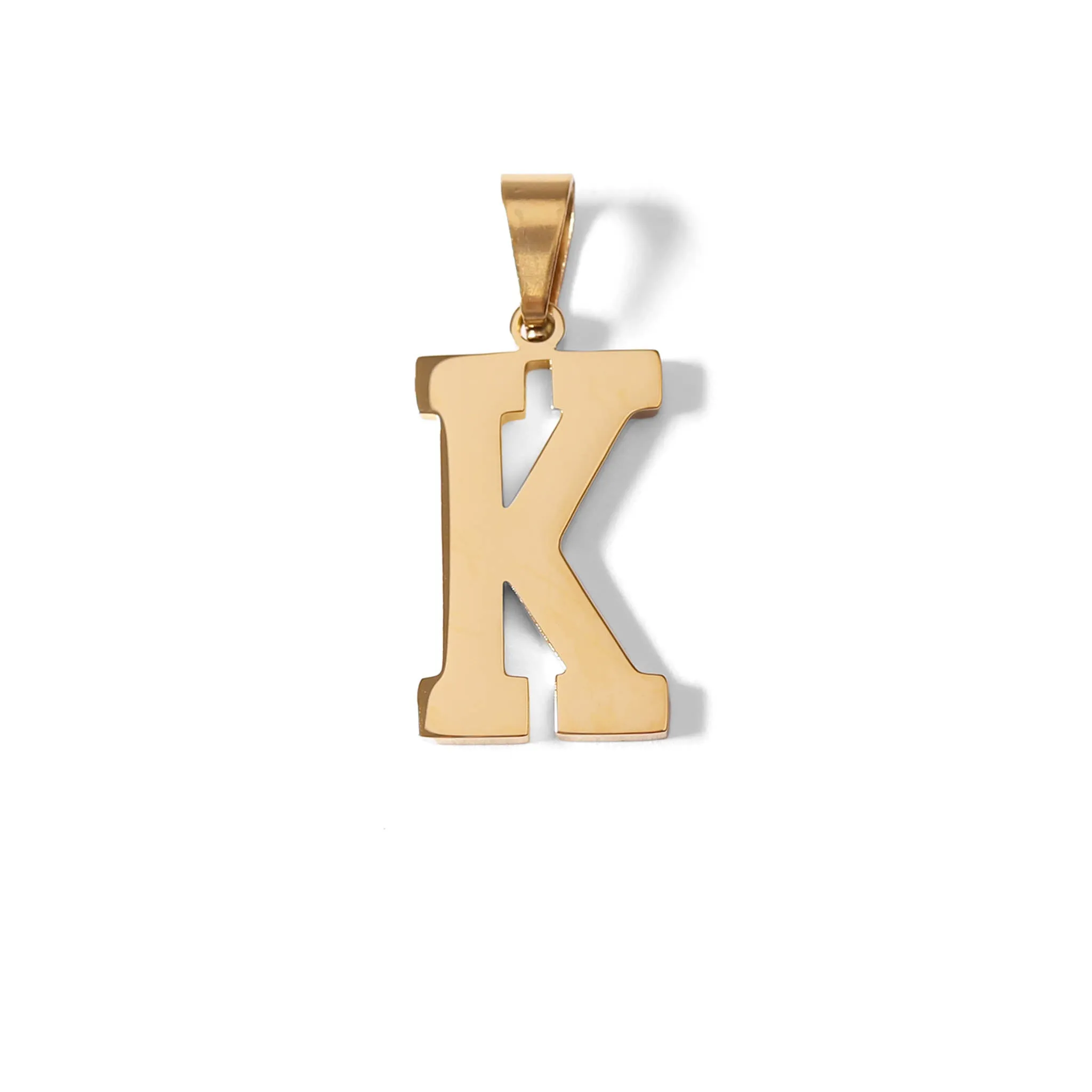 18K Gold PVD Coated Stainless Steel Sports Letter Pendant / PDS0004