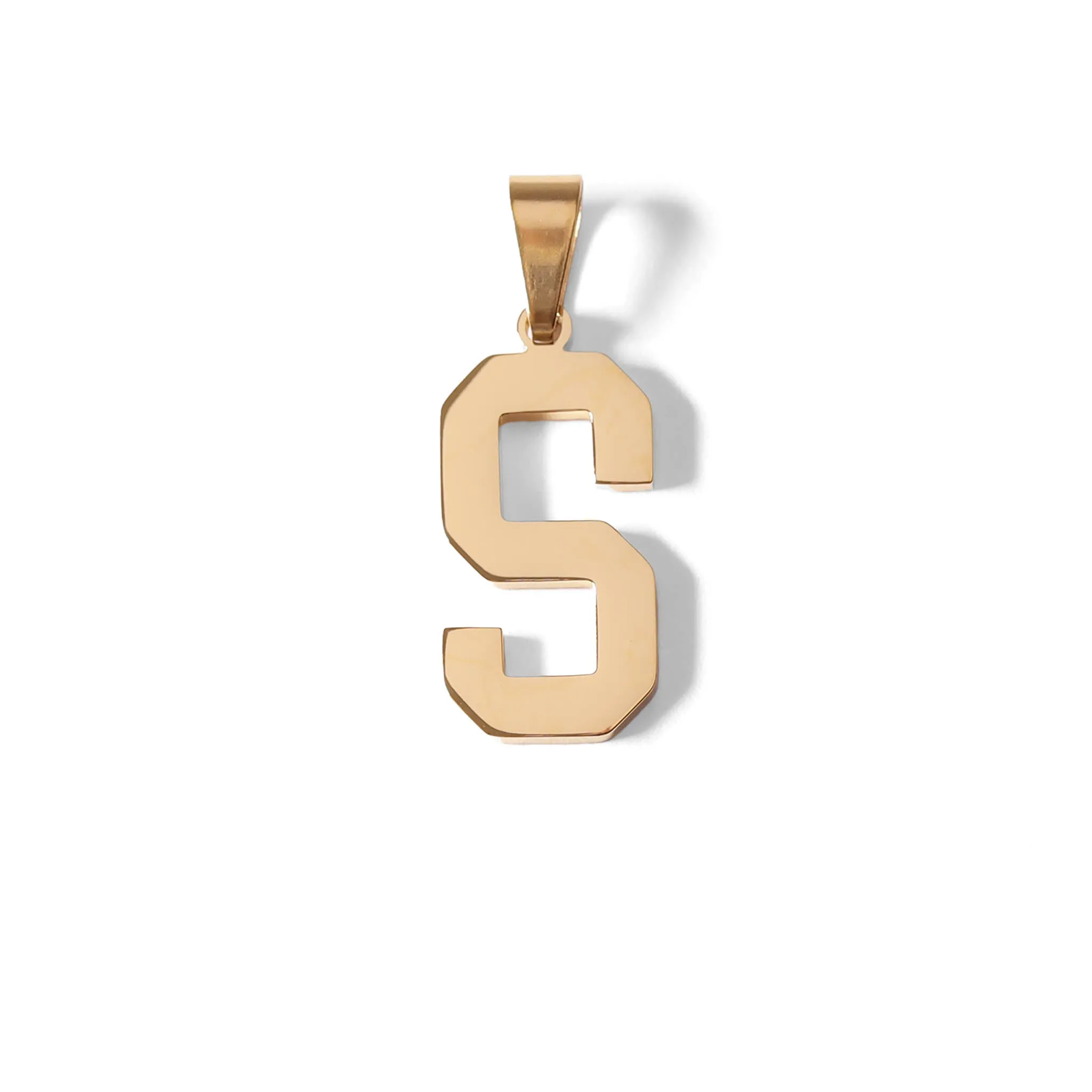 18K Gold PVD Coated Stainless Steel Sports Letter Pendant / PDS0004