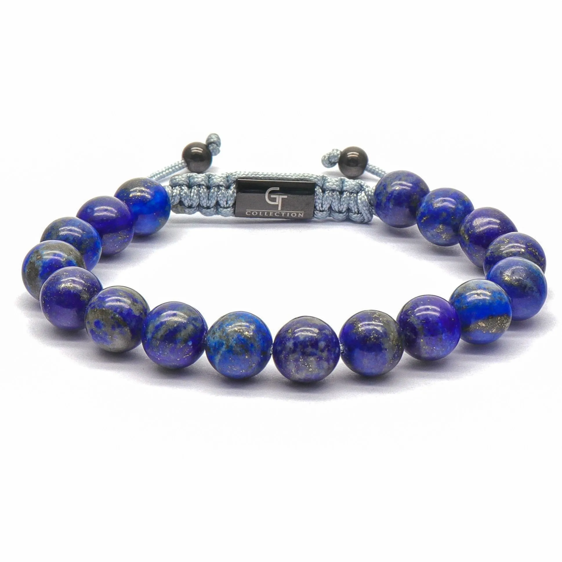 2 PIECE SET - LAPIS LAZULI Single Bead & Flatbead Bracelet