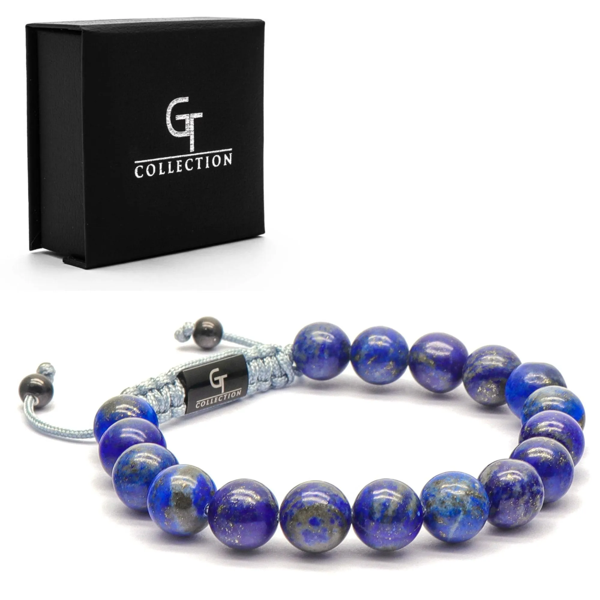 2 PIECE SET - LAPIS LAZULI Single Bead & Flatbead Bracelet