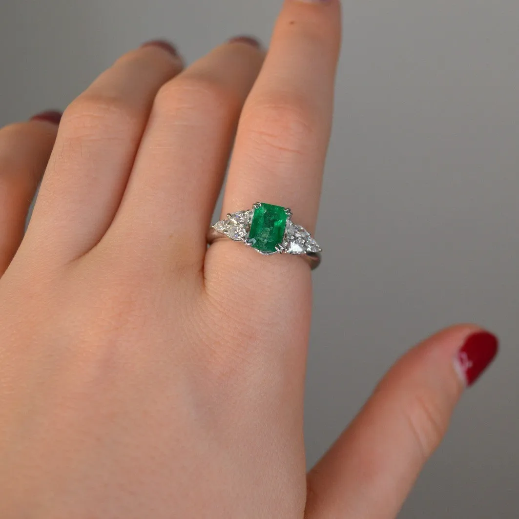 2.23ct Diamond Emerald Platinum Ring