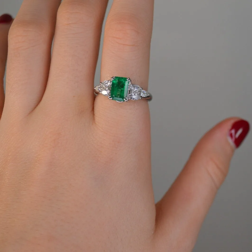 2.23ct Diamond Emerald Platinum Ring