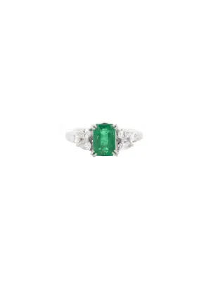 2.23ct Diamond Emerald Platinum Ring