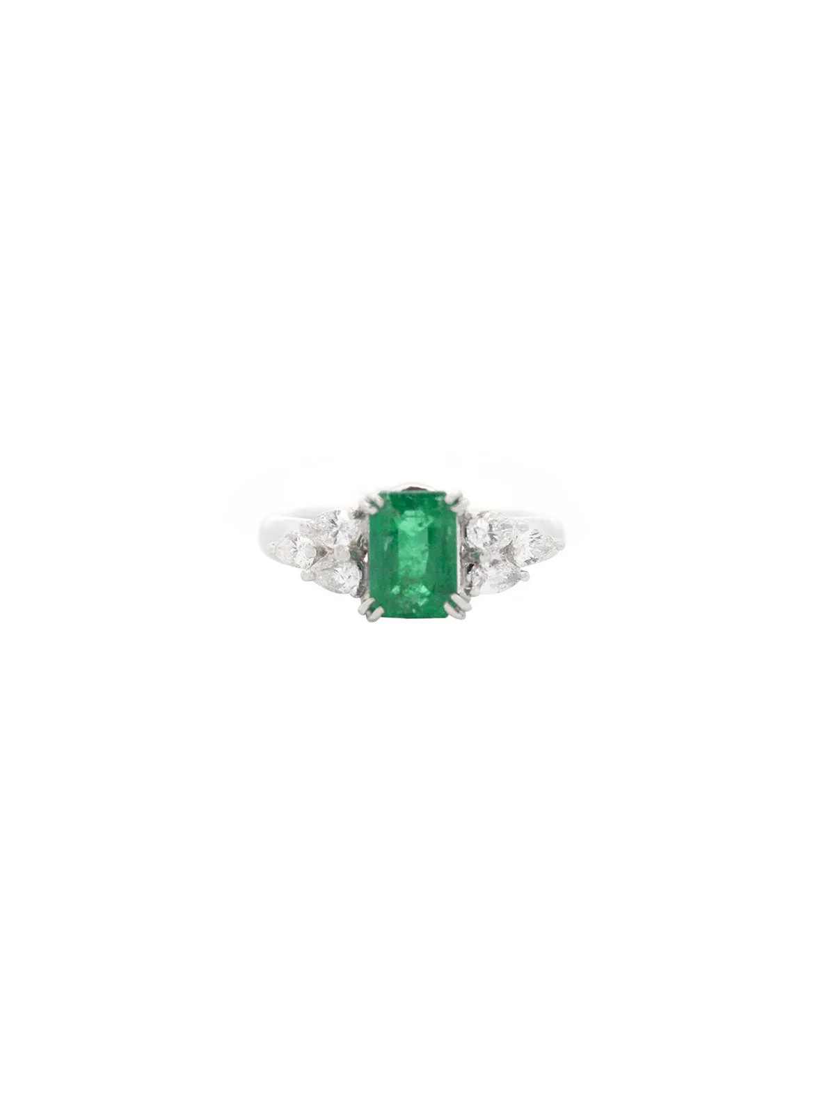 2.23ct Diamond Emerald Platinum Ring