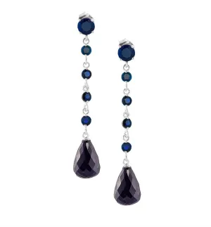 31.6 Carat 14K Solid White Gold Night Star Sapphire Earrings