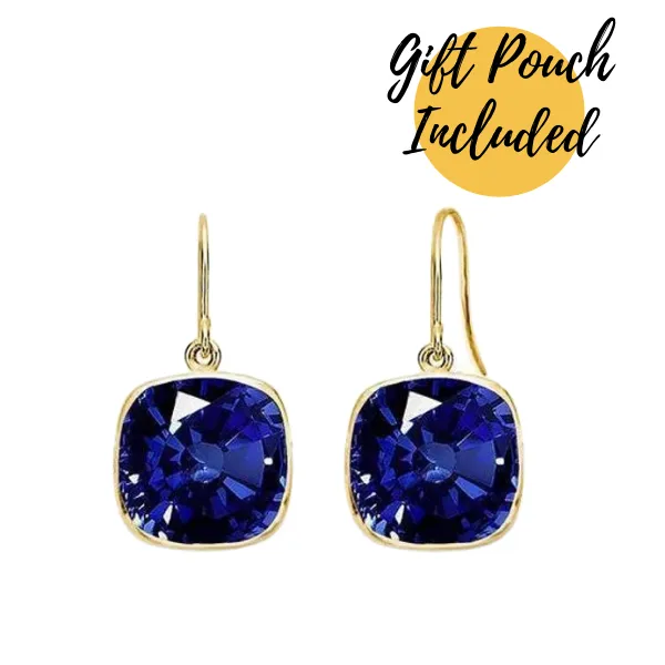 4.00 CTW Created Sapphire and Emerald Cushion Cut Drop Earrings in 14K Gold Plate (2 Pairs)