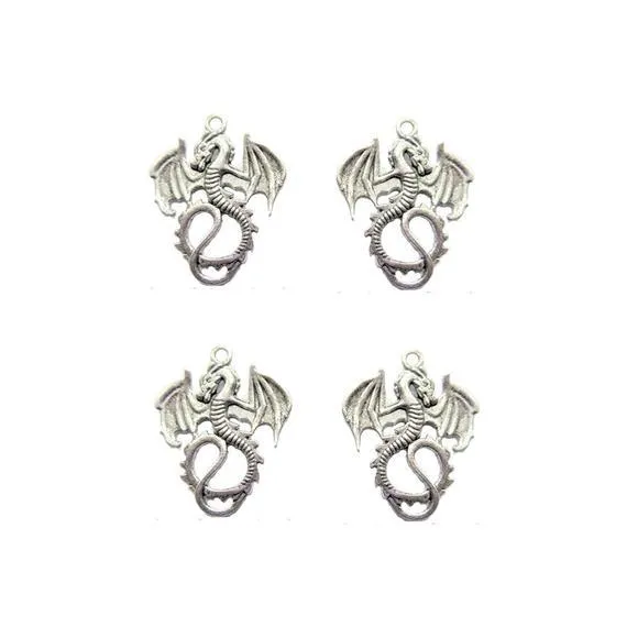 5 Pcs Tibetan Silver Flying Dragon 35X28mm Charms Pendants