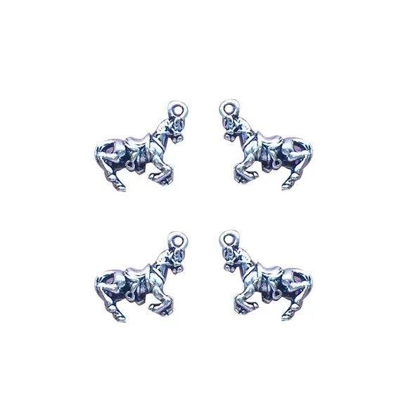 5 Pcs Tibetan Silver Horse With Saddle Galloping 18X21mm 3D Charms Pendants