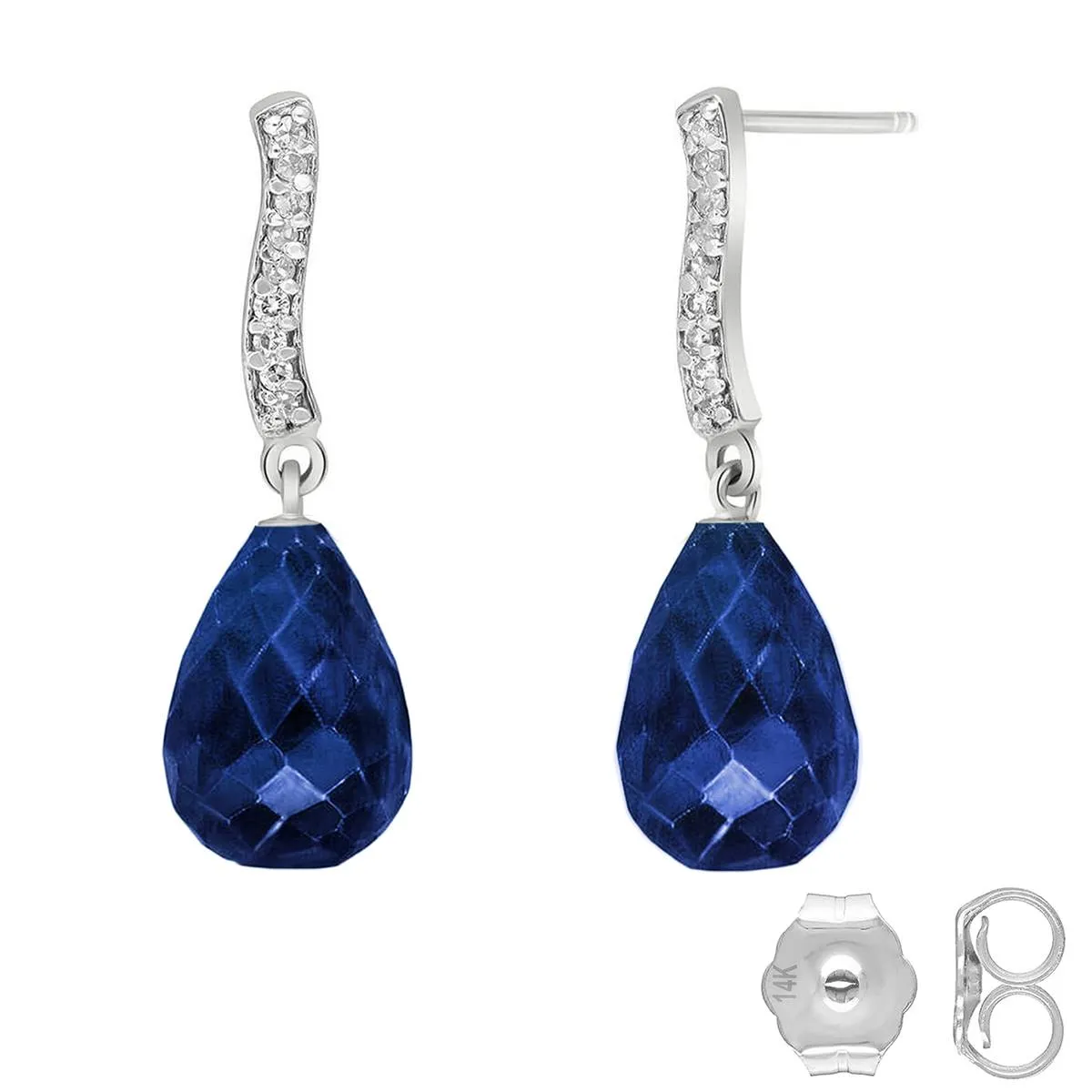 6.88 Carat 14K Solid White Gold Love That Dances Sapphire Diamond Earrings