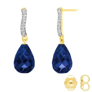 6.88 Carat 14K Solid Yellow Gold Adore Sapphire Diamond Earrings